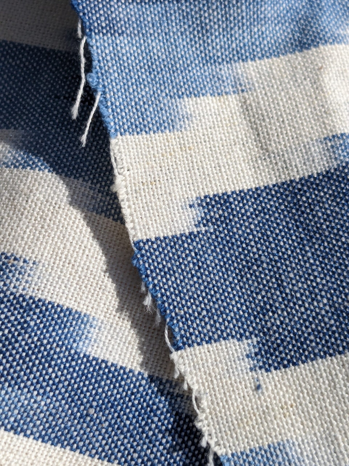 Scalamandre Adras Ikat Weave Lapis Blue White Cotton Chevron Herringbone MSRP USD150/y