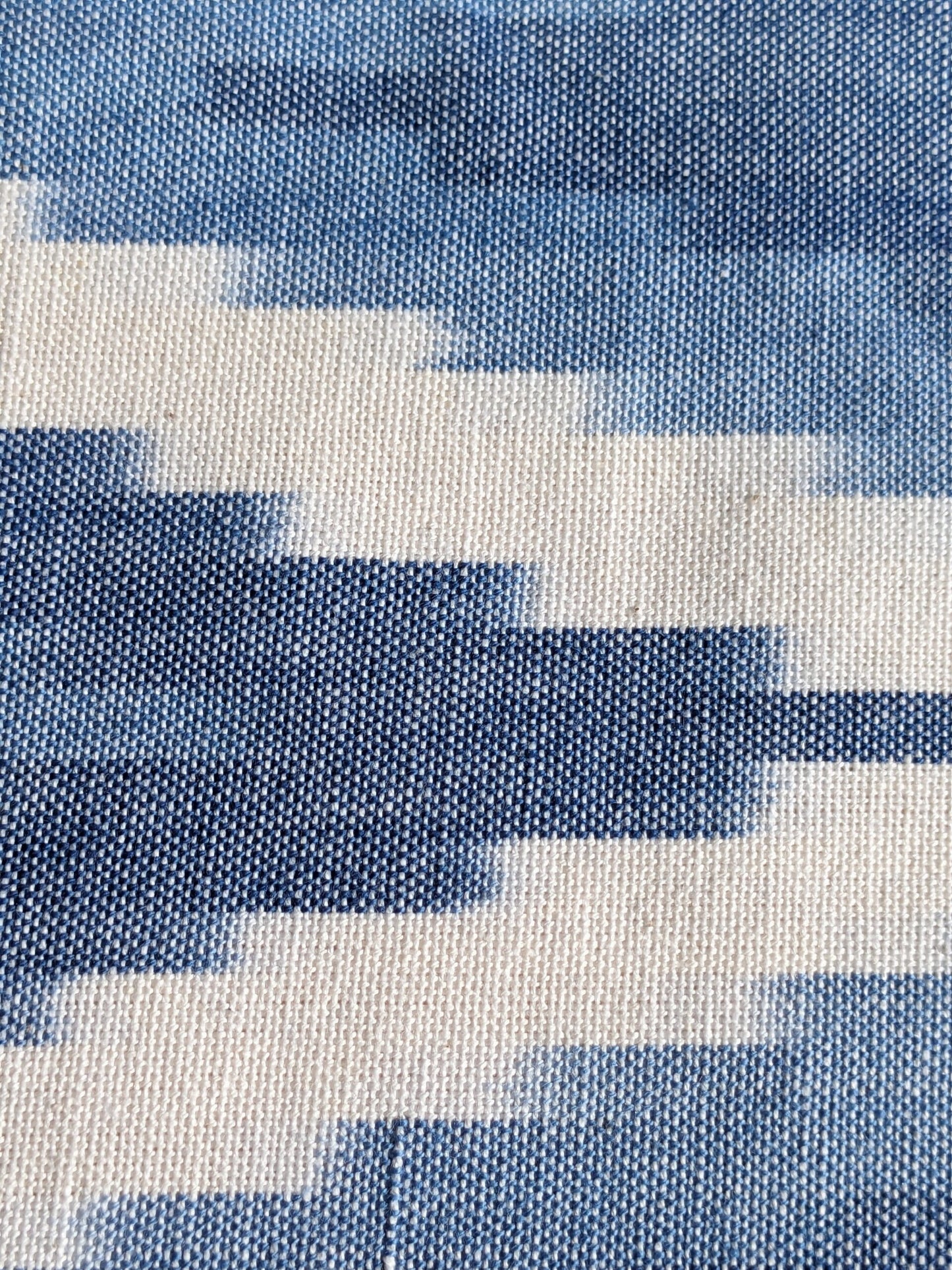 Scalamandre Adras Ikat Weave Lapis Blue White Cotton Chevron Herringbone MSRP USD150/y
