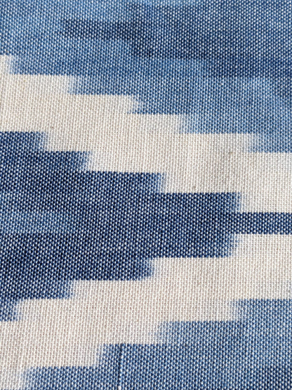 Scalamandre Adras Ikat Weave Lapis Blue White Cotton Chevron Herringbone MSRP USD150/y