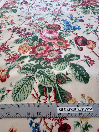 Claire Austin English Cottage Climbing Rose Bluebell Chintz Rose print in Blush Pink English 100% Cotton MSRP USD 355/Y