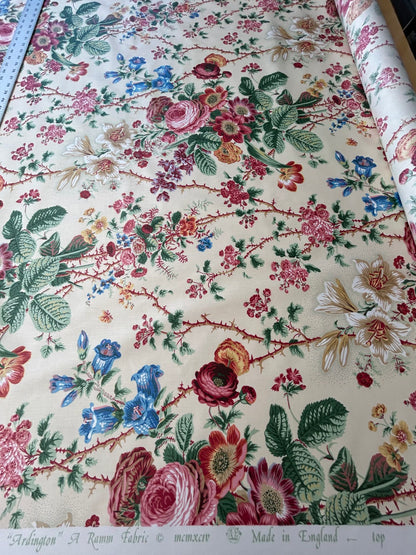 Claire Austin English Cottage Climbing Rose Bluebell Chintz Rose print in Blush Pink English 100% Cotton MSRP USD 355/Y