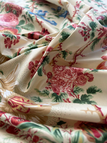 Claire Austin English Cottage Climbing Rose Bluebell Chintz Rose print in Blush Pink English 100% Cotton MSRP USD 355/Y