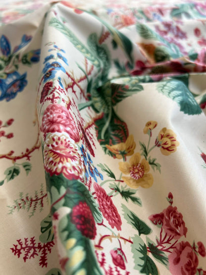 Claire Austin English Cottage Climbing Rose Bluebell Chintz Rose print in Blush Pink English 100% Cotton MSRP USD 355/Y