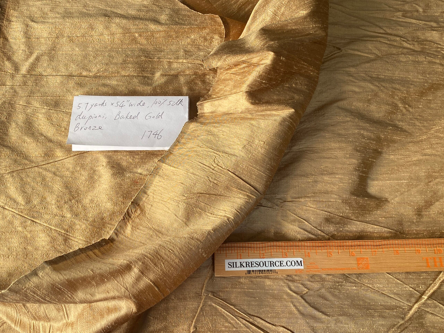 5.7YDS Designer 100% Silk Dupioni Baked Gold 54” wide