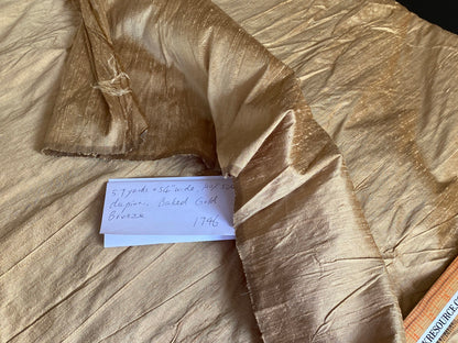 5.7YDS Designer 100% Silk Dupioni Baked Gold 54” wide