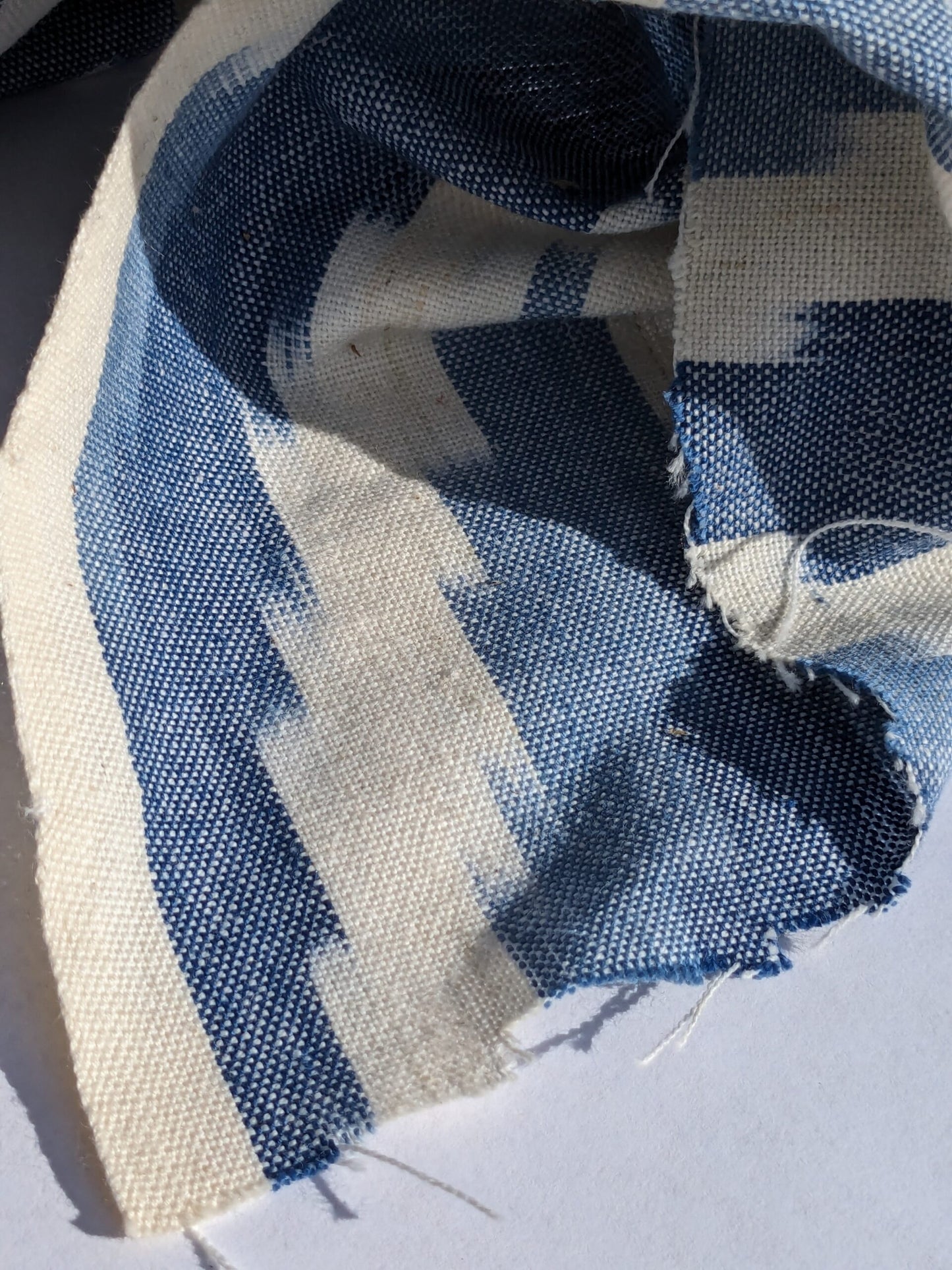 Scalamandre Adras Ikat Weave Lapis Blue White Cotton Chevron Herringbone MSRP USD150/y