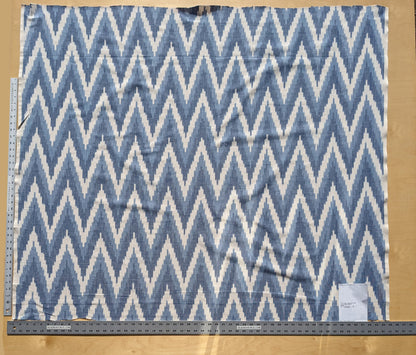 Scalamandre Adras Ikat Weave Lapis Blue White Cotton Chevron Herringbone MSRP USD150/y