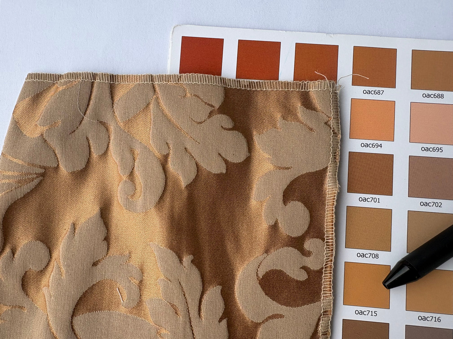 Highest Republica Silk Cotton Damask Renaissance Acanthus Artichoke Classy Pumpkin Spice Orange MSRP USD 500+/yard - By The Yard