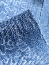 Scalamandre Squiggle Blue Abstract Linen Laser Light Print Texture Heavy MSRP USD186/y