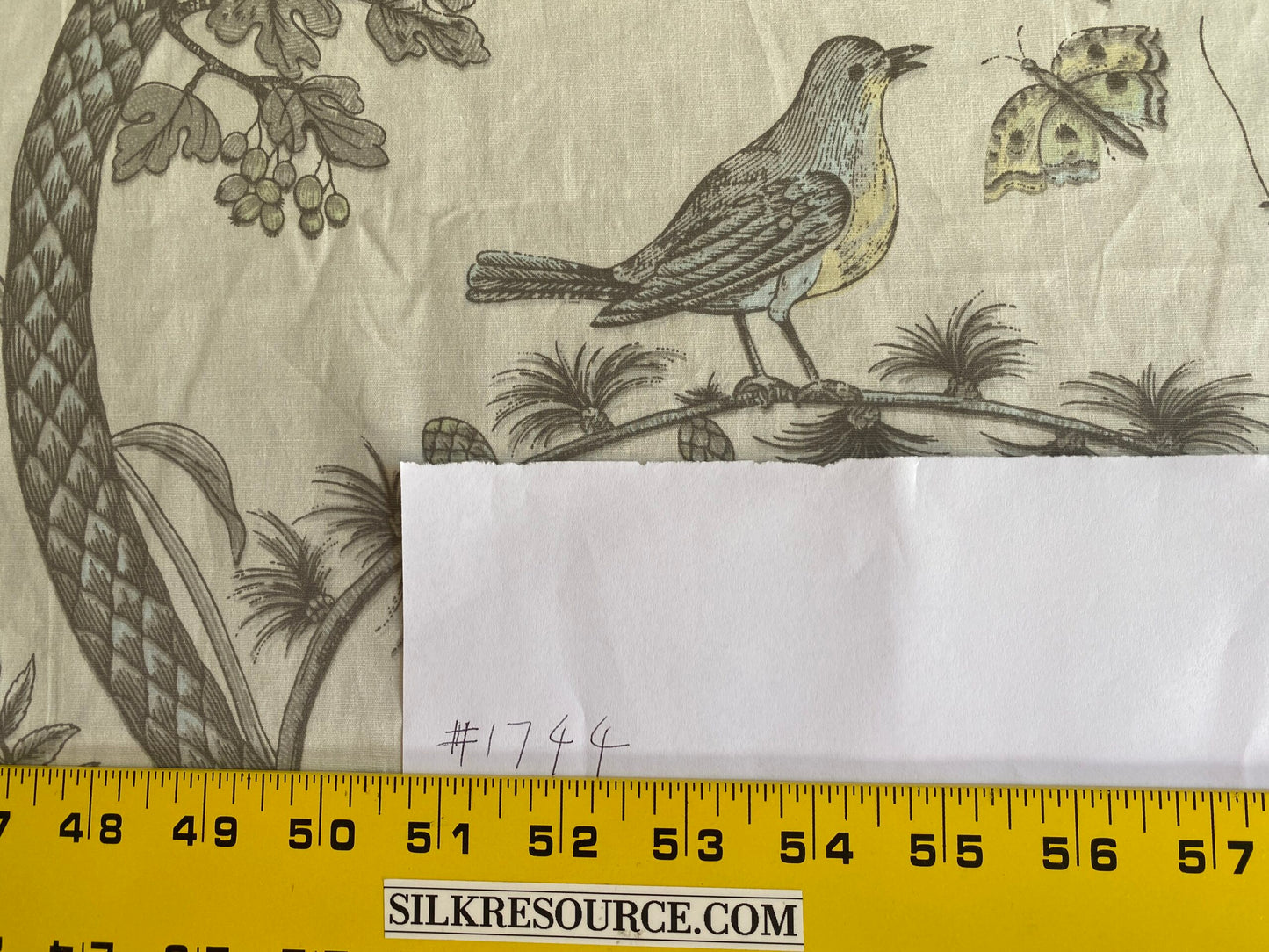 Brunschwig &amp; Fils Bird &amp; Thistle Print Grey on Pale cream