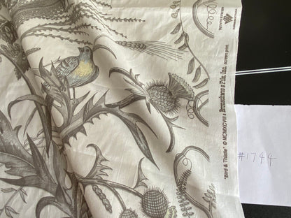 Brunschwig &amp; Fils Bird &amp; Thistle Print Grey on Pale cream