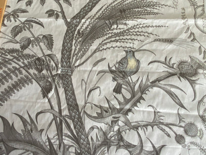 Brunschwig &amp; Fils Bird &amp; Thistle Print Grey on Pale cream