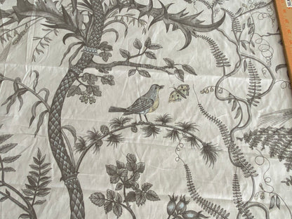 Brunschwig &amp; Fils Bird &amp; Thistle Print Grey on Pale cream