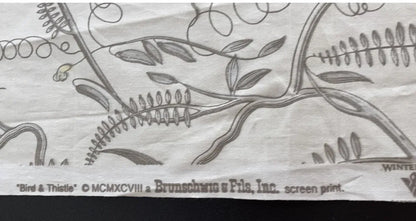 Brunschwig &amp; Fils Bird &amp; Thistle Print Grey on Pale cream