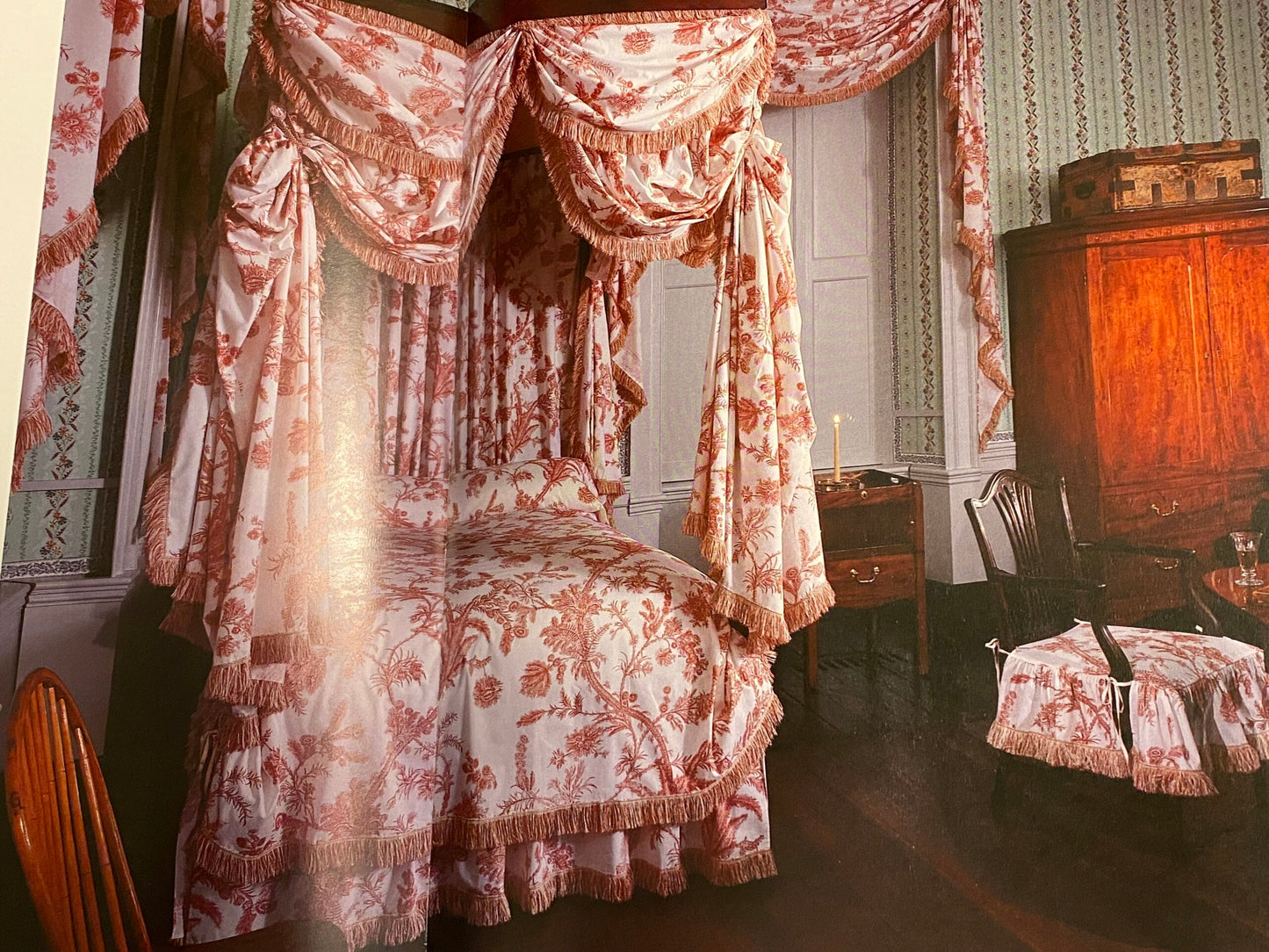 By Yd Scalamandre Grey Watkins Languedoc Charcoal Black White Botanic Fern and Thistle Southern France Toile Circa 1790 MSRP USD 364/y