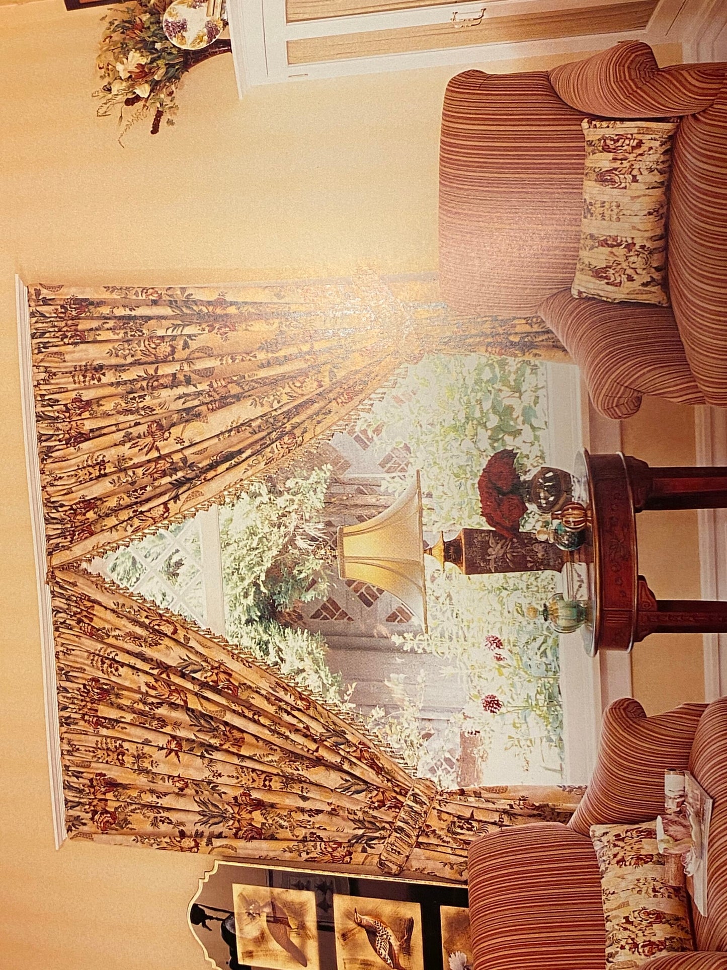 Scalamandre Duchessa Hand Printed Cotton Floral Print Coral and Plum on Putty