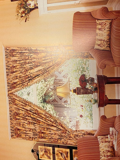 Scalamandre Duchessa Hand Printed Cotton Floral Print Coral and Plum on Putty