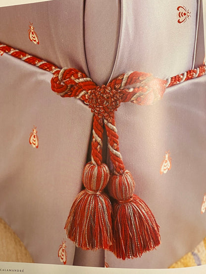 Scalamandre "monroe Bee" Silk Lampas Blue Red French Court 19th Century Empire Revival Neoclassical Empire Revival MSRP USD 312/Y