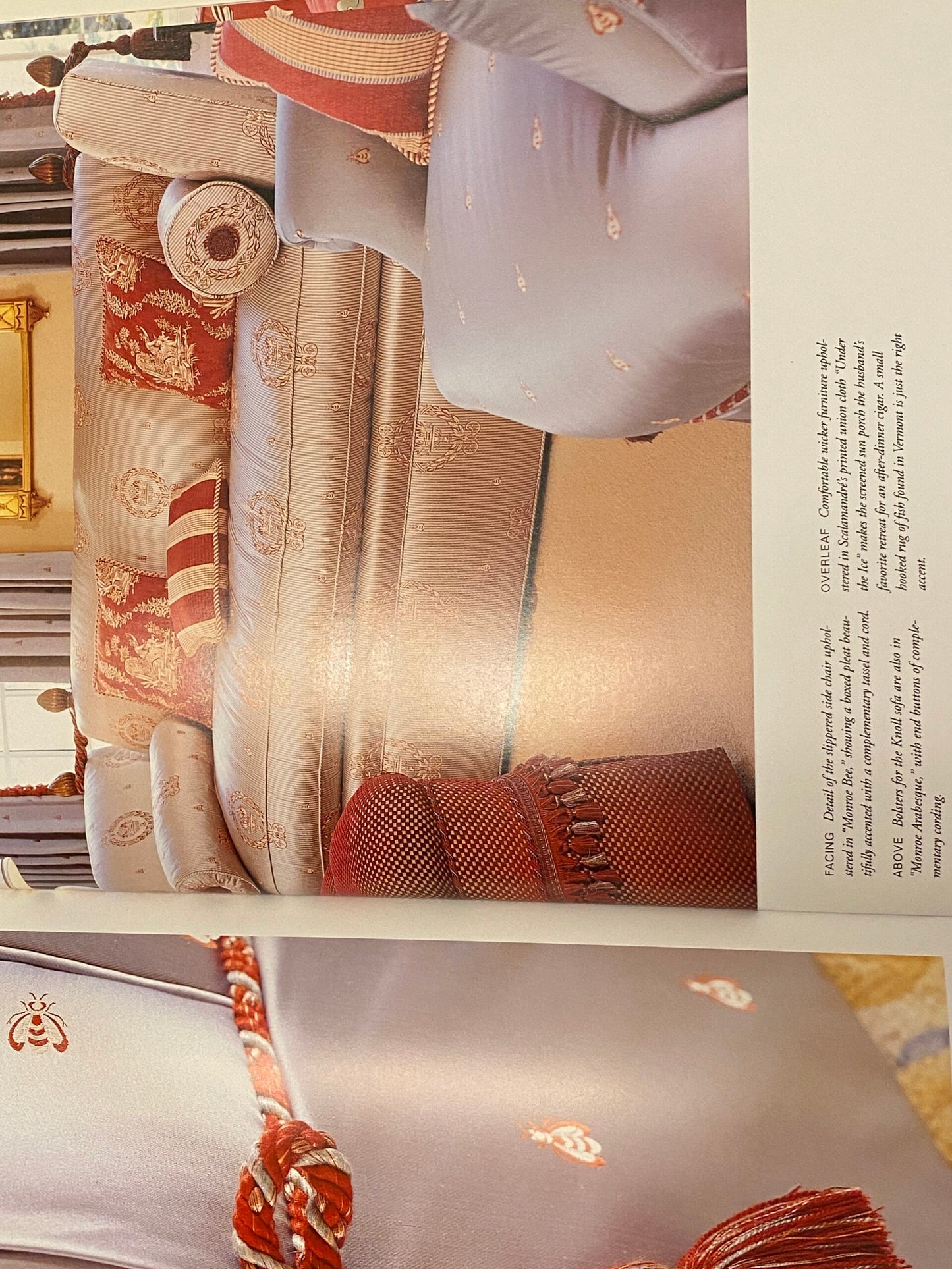 Scalamandre "monroe Bee" Silk Lampas Blue Red French Court 19th Century Empire Revival Neoclassical Empire Revival MSRP USD 312/Y