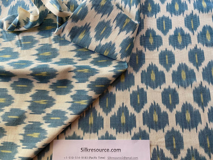 Scalamandre " Amara Ikat Weave Peacock  MSRP USD 150/Y Cotton Hand Woven! Blue Green White"