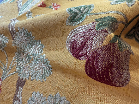 Special Order Scalamandre La Perouse White on Antique Gold Butterfly Pineapple Eggplant Pomegranate Jacobean Tree of life Floral  MSRP USD578/y