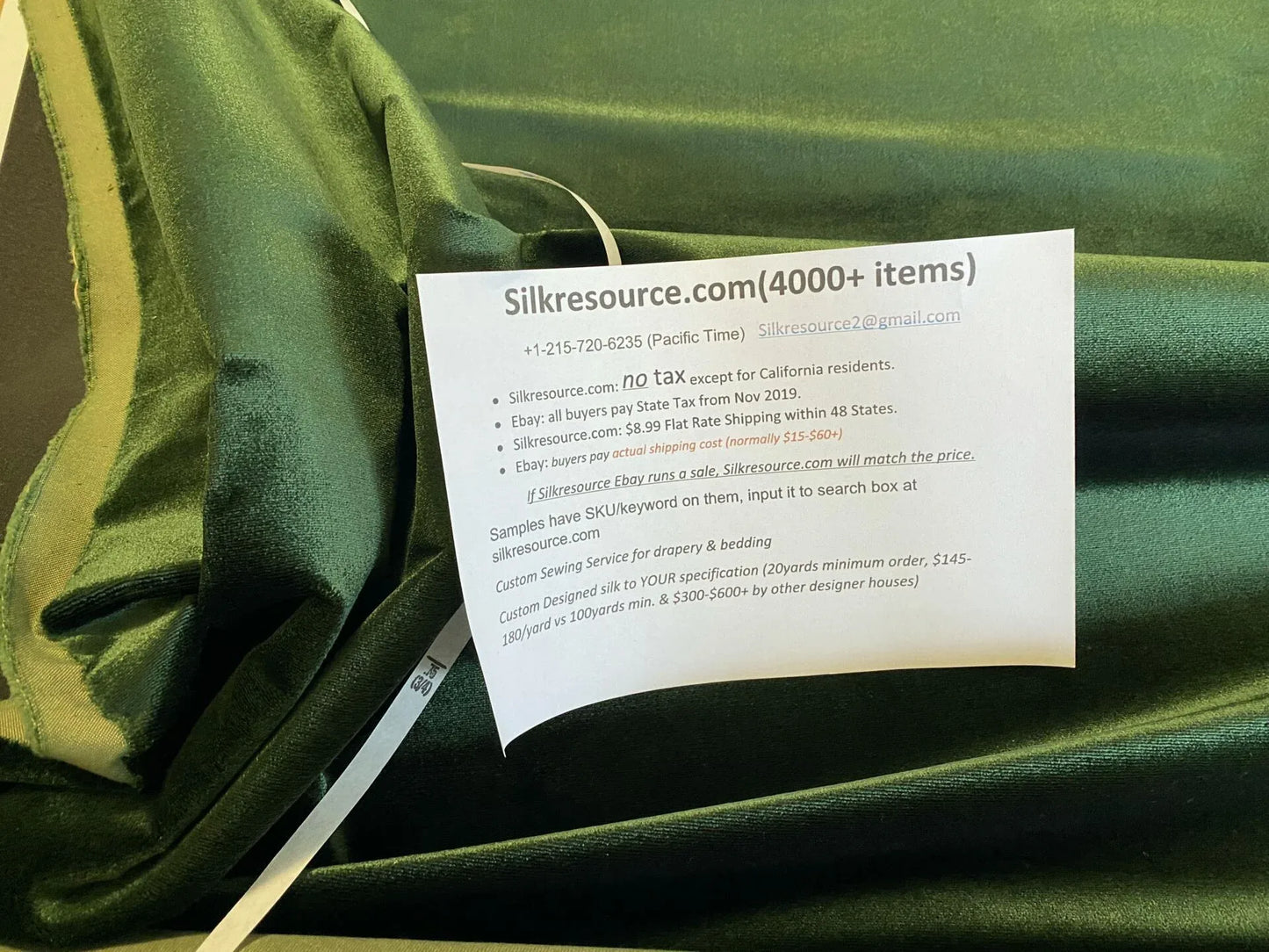 King's Silk Velvet Deep Emerald Green Heavy Duty! Highest Quality MSRP USD 700+/Y