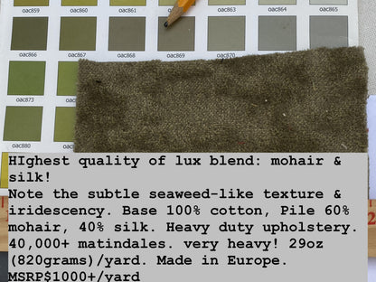 Mohair &amp; Silk Velvet Seaweed Texture In Heather Green Heavy Duty