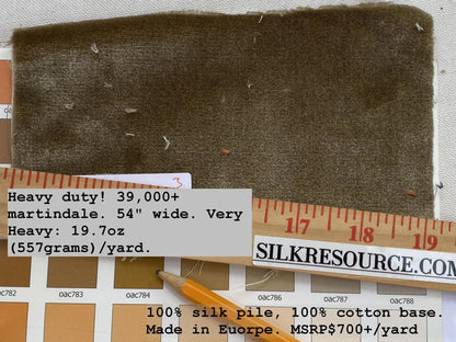 King's Silk Velvet Taupe Radiance Highest Quality Heavy 39,000+ martindale MSRP USD 728/Yard