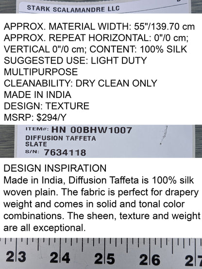 Scalamandre Diffusion Taffeta Slate Grey Iridescent Silk Taffeta Texture MSRP USD294/y