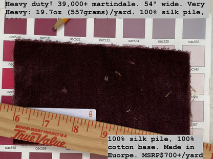 King's Silk Velvet Plum Deep Red Purple Radiance Highest Quality Heavy 39,000+ martindale MSRP USD 728/Yard