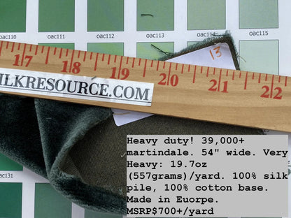 King's Silk Velvet Deep Pine Green Radiance Highest Quality Heavy 39,000+ martindale MSRP USD 728/Yard
