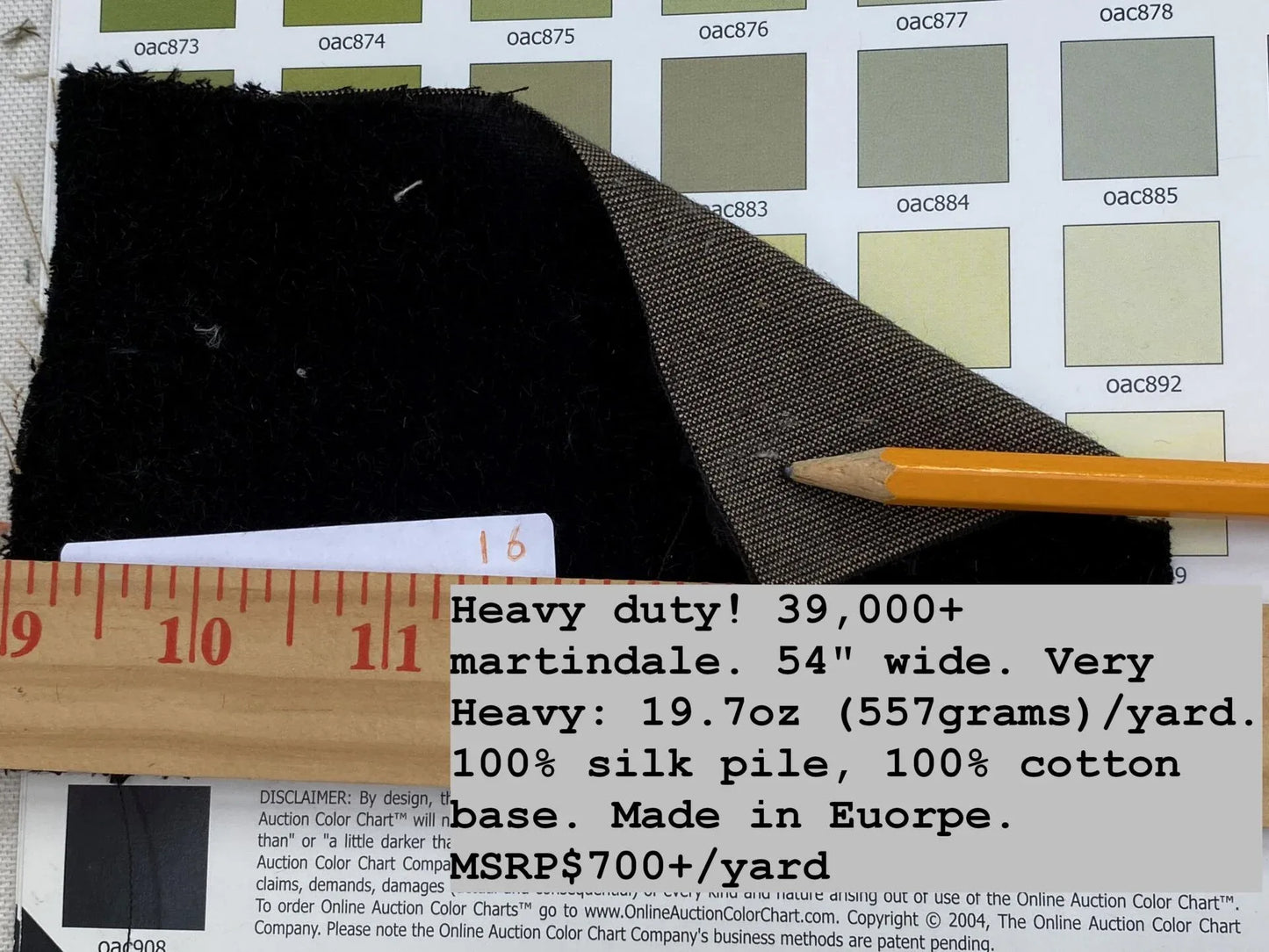 King's Silk Velvet Deep Black Radiance Highest Quality Heavy 39,000+ martindale MSRP USD 728/Yard