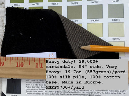 King's Silk Velvet Deep Black Radiance Highest Quality Heavy 39,000+ martindale MSRP USD 728/Yard