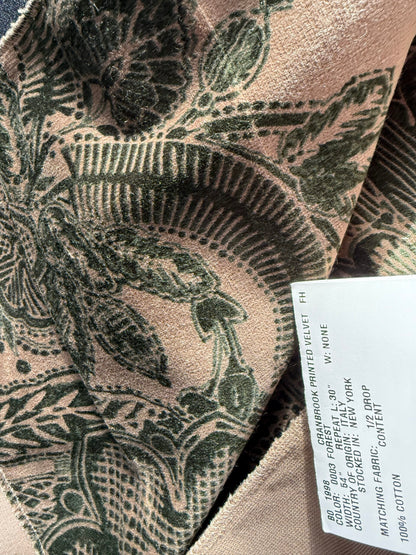 Scalamandre Fonthill Cranbrook Printed Velvet Forest Rich Emerald Green Printed Renaissance Floral Jacobean MSRP USD368/Y