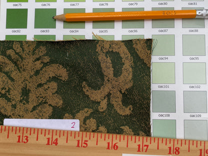 Chinoisery Flower in Vase Bronze Age 100% Silk Damask Emerald Deep Green Radiance! Highest Quality MSRP USD 400+/Yard