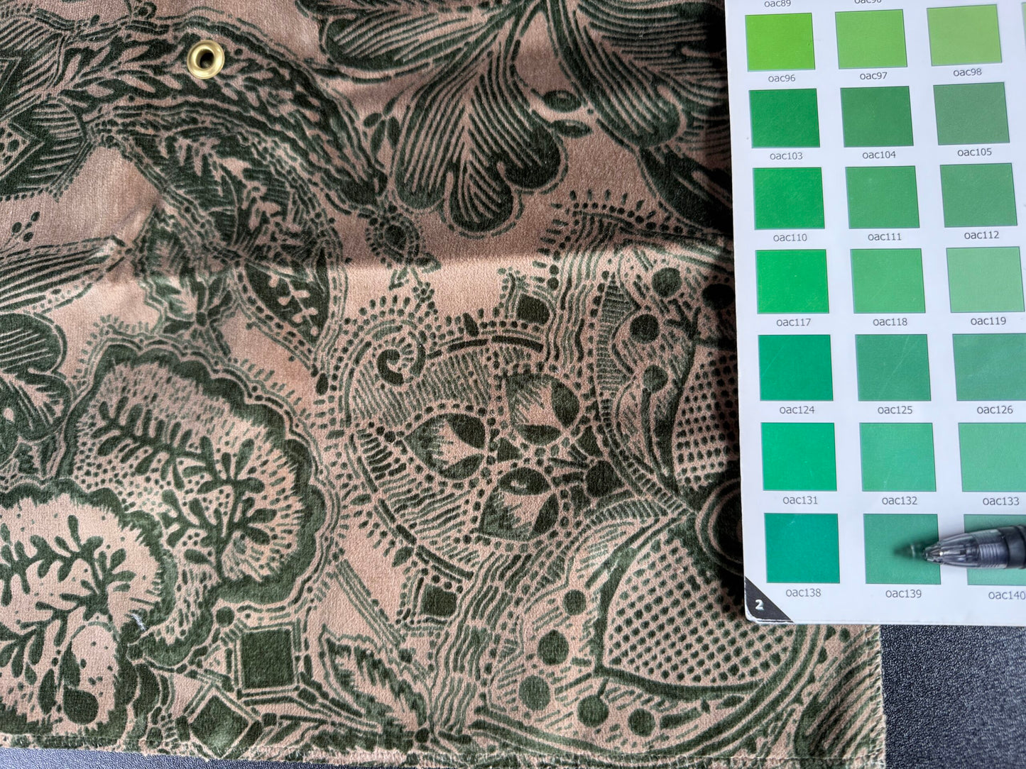 Scalamandre Fonthill Cranbrook Printed Velvet Forest Rich Emerald Green Printed Renaissance Floral Jacobean MSRP USD368/Y