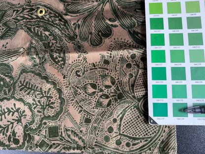 Scalamandre Fonthill Cranbrook Printed Velvet Forest Rich Emerald Green Printed Renaissance Floral Jacobean MSRP USD368/Y