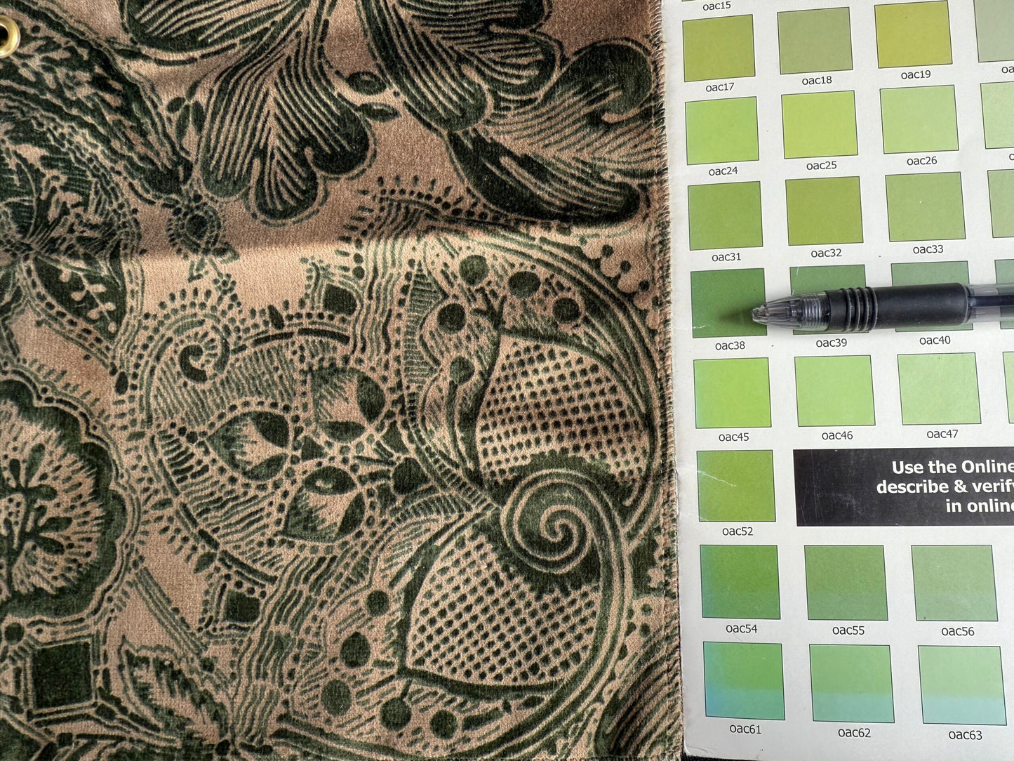 Scalamandre Fonthill Cranbrook Printed Velvet Forest Rich Emerald Green Printed Renaissance Floral Jacobean MSRP USD368/Y