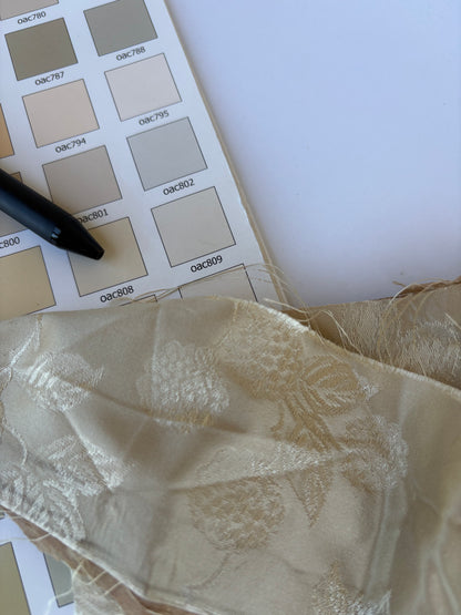 100% Silk Damask Summer Berry on Vine Cream Nimbus Art Nouveau William Morris