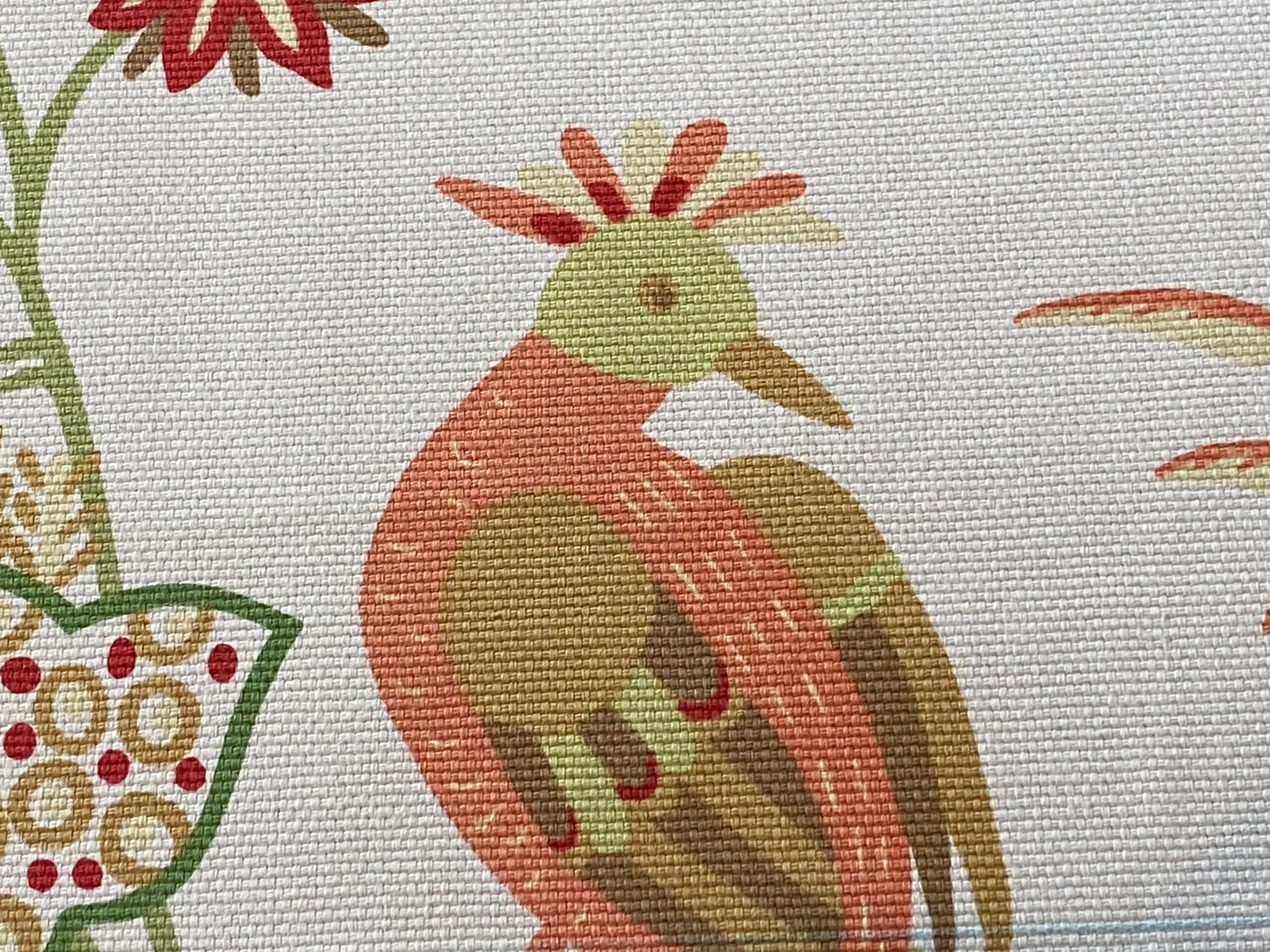 Scalamandre White Kirkwood Squirrel Peacock Acorn Animals Cotton