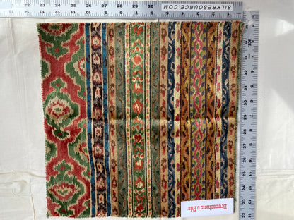 Brunschwig &amp; Fils Savonnerie Velvet Moss and Terracotta Stripe Ethnic MSRP USD850/y