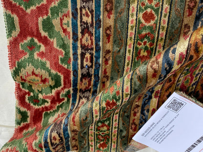 Brunschwig &amp; Fils Savonnerie Velvet Moss and Terracotta Stripe Ethnic MSRP USD850/y