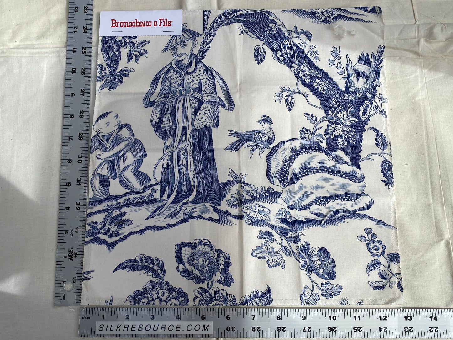 Brunschwig & Fils  Marcel Print Navy Cotton Blue and White MSRP USD242/y