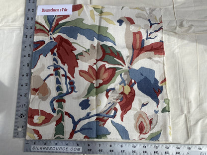 Brunschwig &amp; Fils  Horseshoe Bay Red Blue on White linen Print MSRP USD328/y