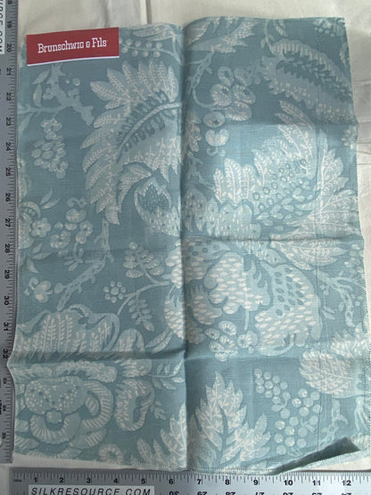 Brunschwig &amp; Fils Wesserling Print Aqua Tropical Leaf MSRP USD348/y