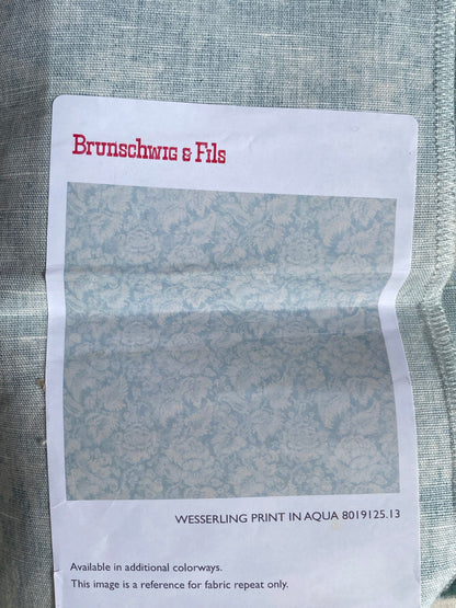 Brunschwig &amp; Fils Wesserling Print Aqua Tropical Leaf MSRP USD348/y