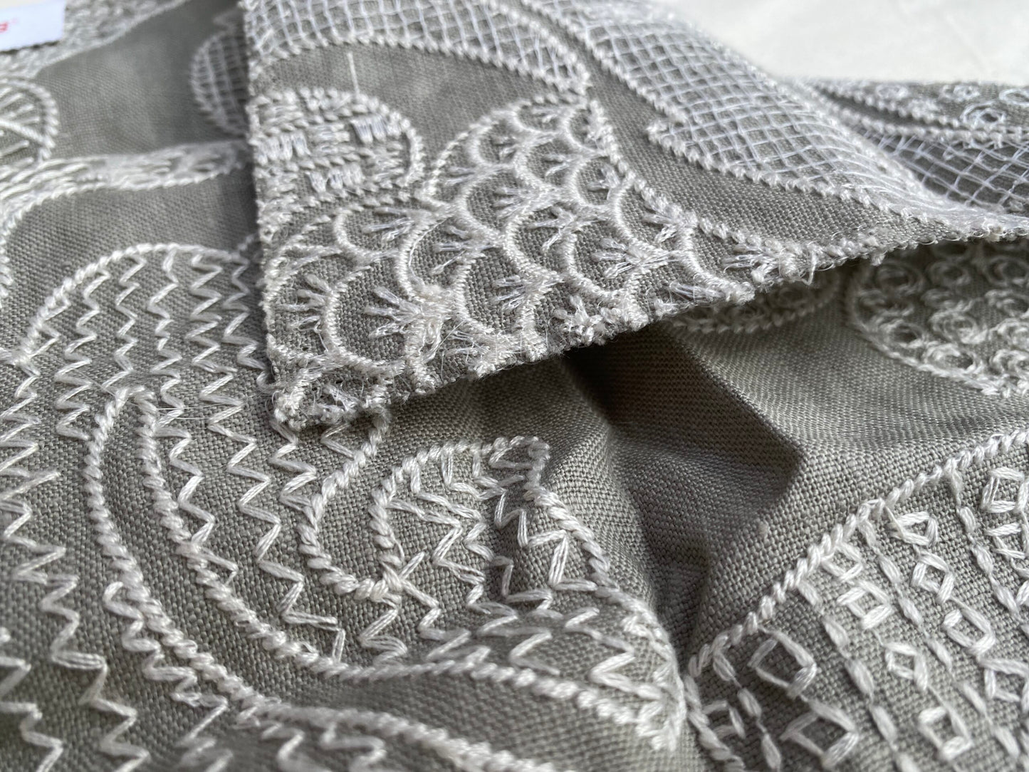 Brunschwig &amp; Fils Priya Dove Gray Embroidery Large Pattern MSRP USD350/y