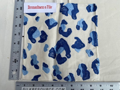 Brunschwig & Fils Tonga Leopard Blue White Embroidery - Special Order