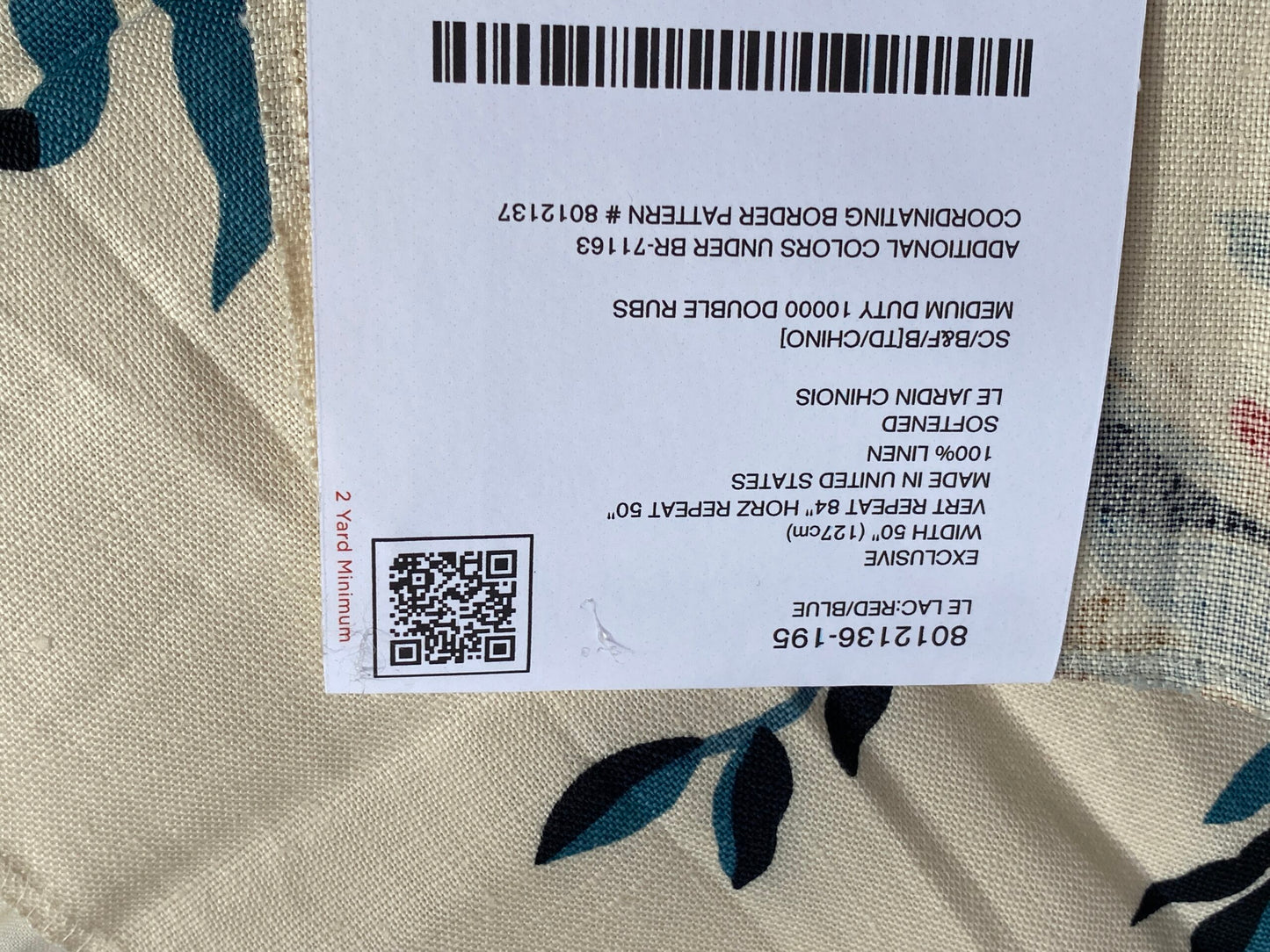 Brunschwig &amp; Fils Le Lac in Red Blue Print Linen Sea Birds MSRP USD796/y