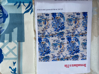 Brunschwig &amp; Fils Le Lac in Blue White Print Linen Sea Birds MSRP USD596/y